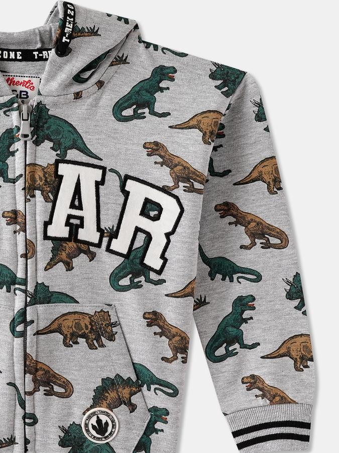 Boys Cotton Hooded Zip Up Graphic Jacket