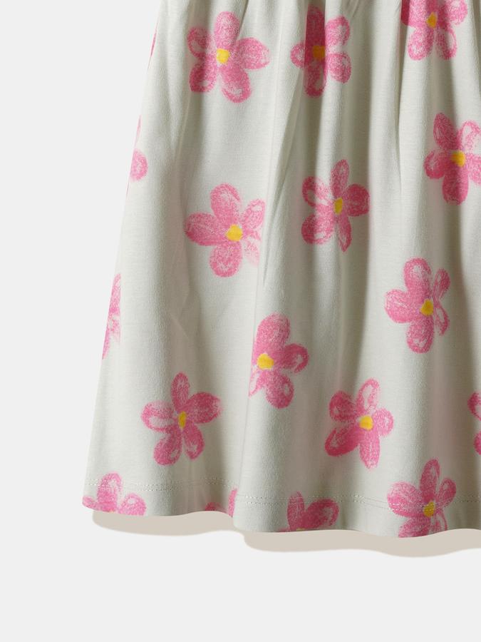 Girls Cotton Regular Fit Round Neck Printed Dress