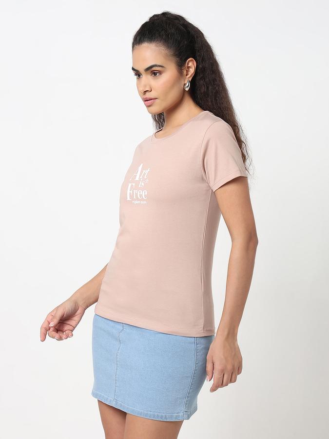 Women Cotton Relaxed Fit Round Neck Graphic T-shirt