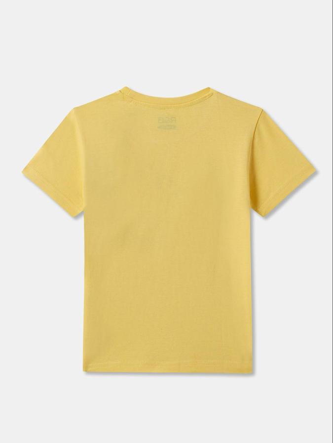 R&B Yellow Cotton Round Neck Printed Boy T-Shirt