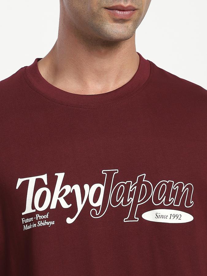 Men Cotton Relaxed Fit Crew Neck Typographic T-shirt