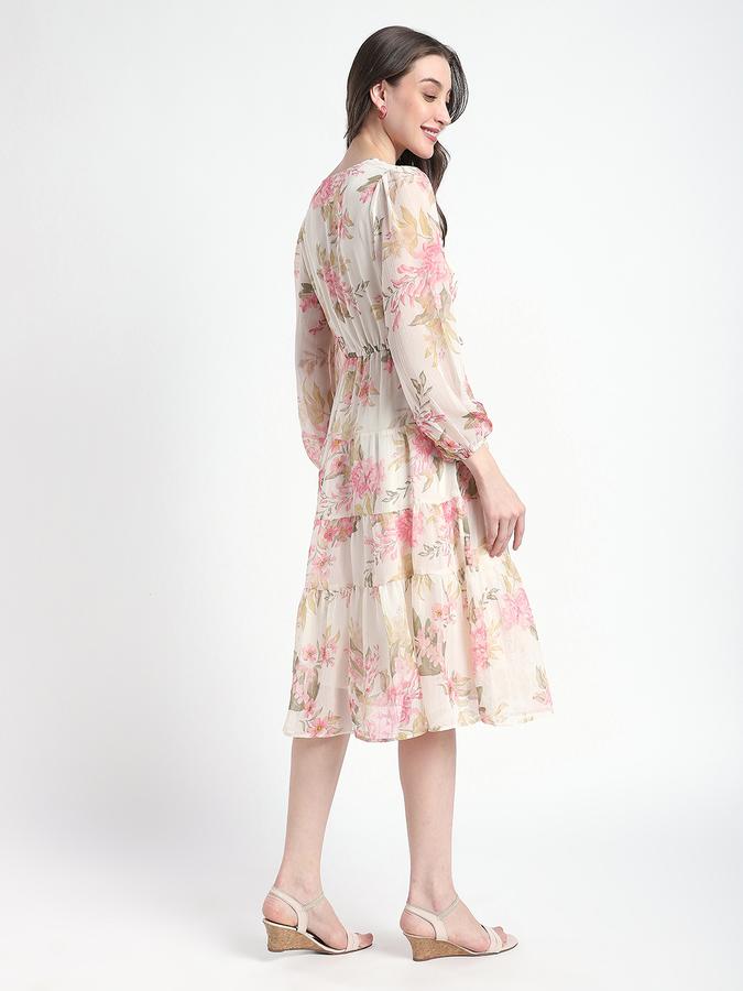 Women Polyester A-Line Midi Floral Dress