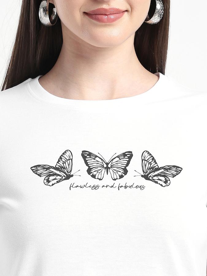 Women Cotton Regular Fit Crew Neck Graphic T-shirt