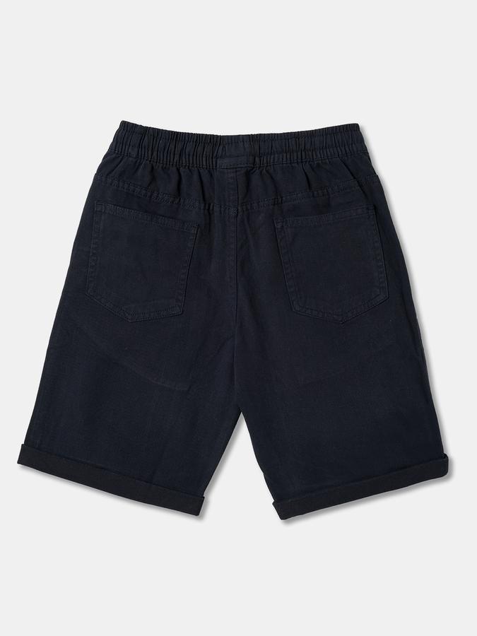 Boys Cotton Regular Fit Elastic Waist Clean Hem Shorts
