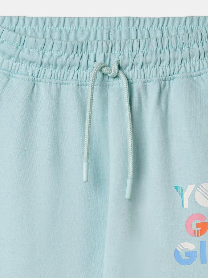 Girls Cotton Tapered Fit Drawstring Waist Printed Joggers