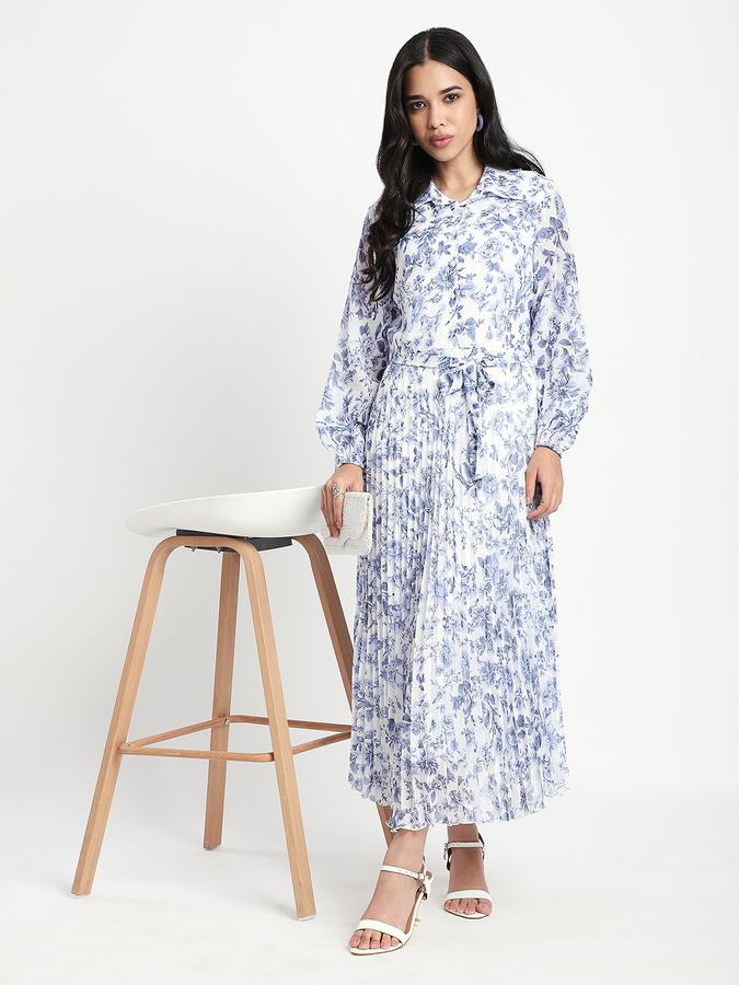 R&B Women Navy Floral Print Tiered Maxi Dress