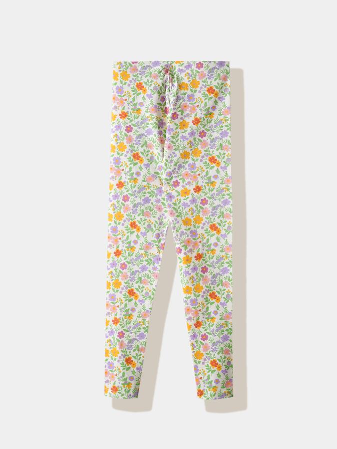 Girls Cotton Skinny Fit Elastic Waist Printed Leggings