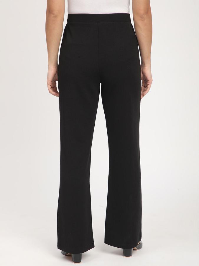 R&B Women Black Solid Bootcut Trousers