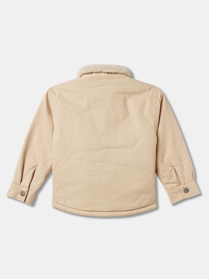 Boys Cotton Overshirt Button Front Solid Jacket