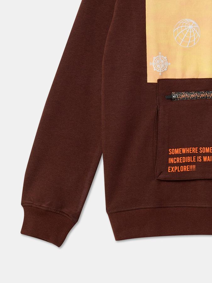 Boys Cotton Regular Fit Crew Neck Graphic Sweatshirt