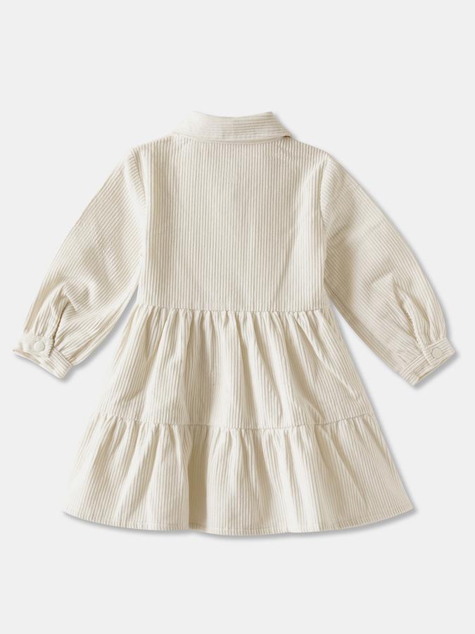 Girls Cotton Regular Fit Collar Neck Tiered Dress