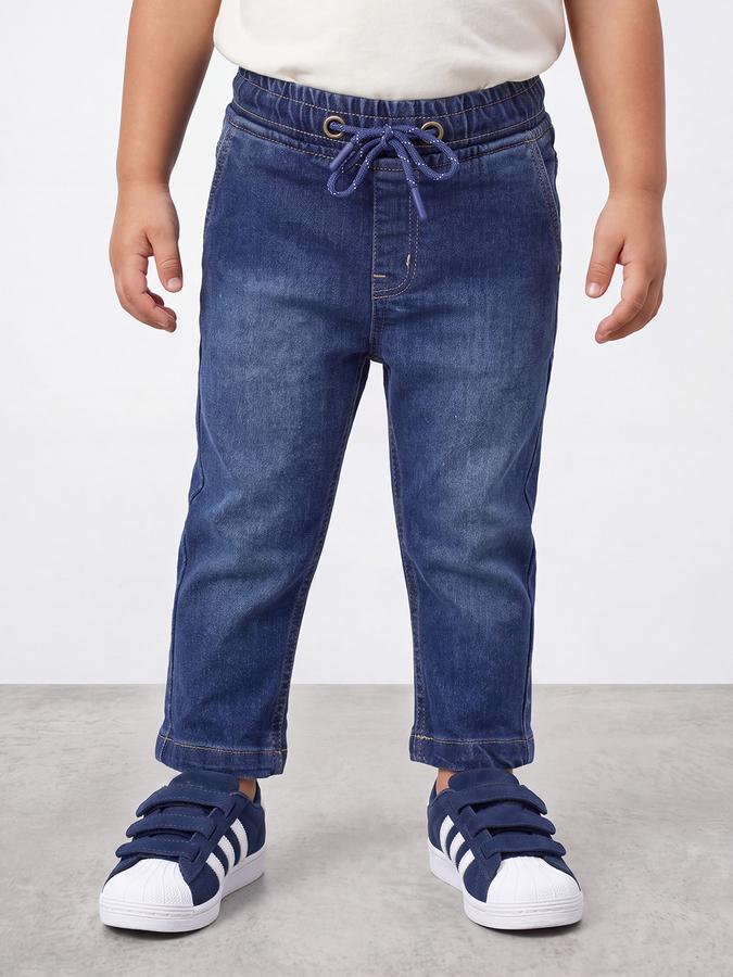R&B Boys Mid Blue Solid Mid Rise Stretchable Jeans