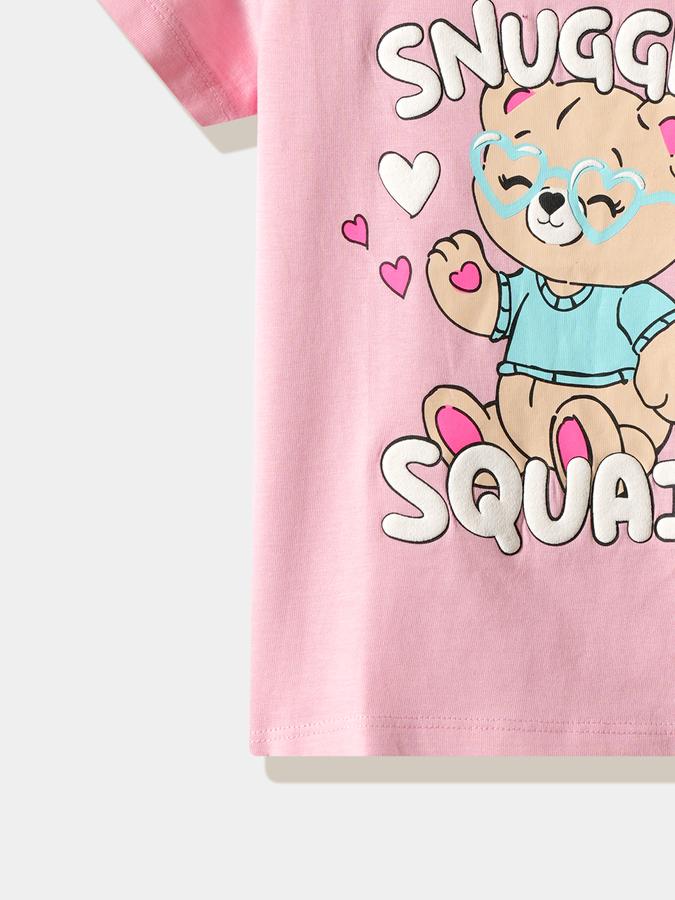 R&B Girls' Pink Printed T-Shirt