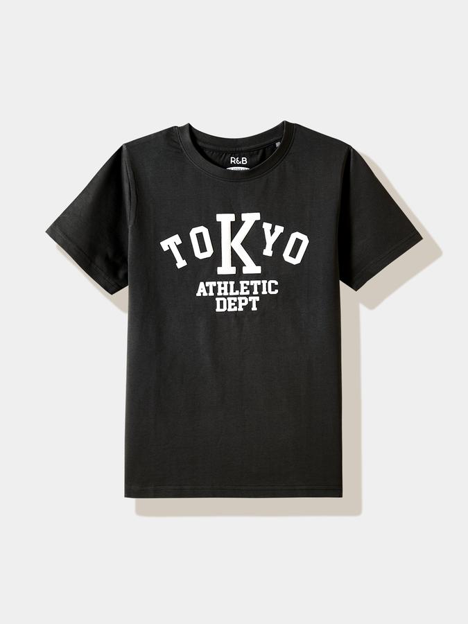 Boys Cotton Regular Fit Crew Neck Graphic T-shirt
