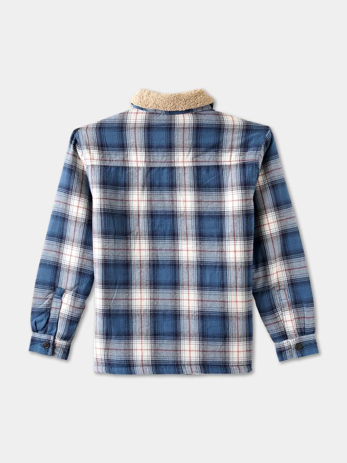 Boys Cotton Plaid Button Front Sherpa Lined Jacket