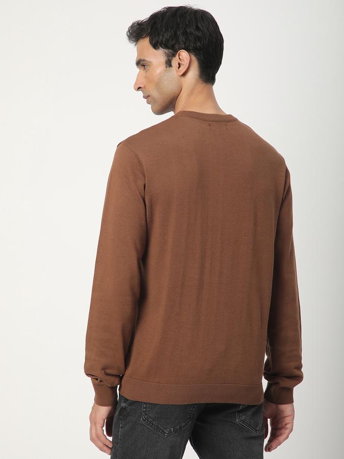 Solid Round Neck Casual Men Sweater image number 2