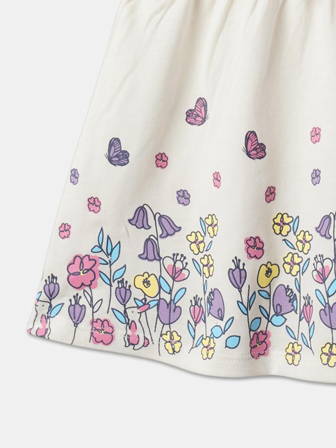 Girls Floral Print A-Line Dress image number 3