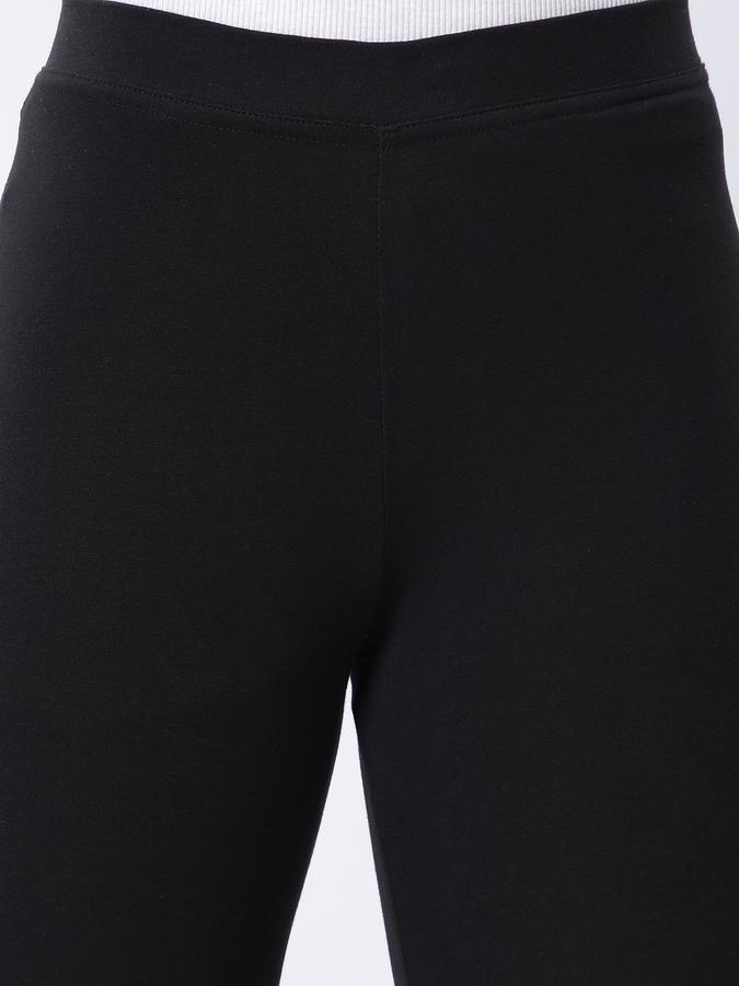 Women Cotton Elasticated Waist Full Length Solid Leggings