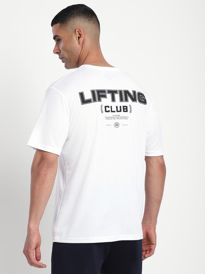 Men Polyester Regular Fit Crew Neck Typographic T-shirt