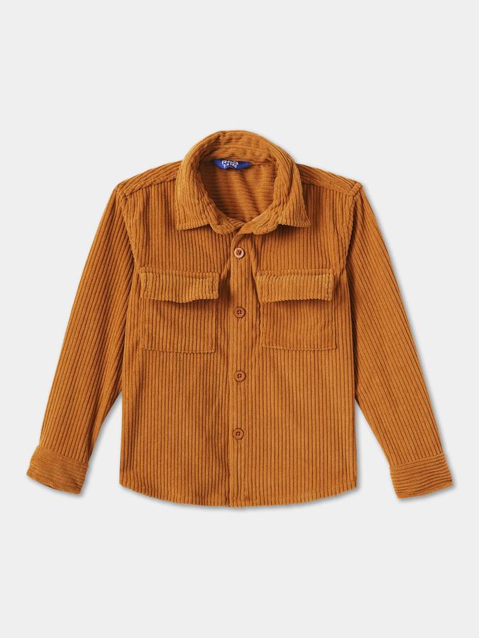 Boys Corduroy Regular Fit Full Sleeve Button-Down Collar Shirt