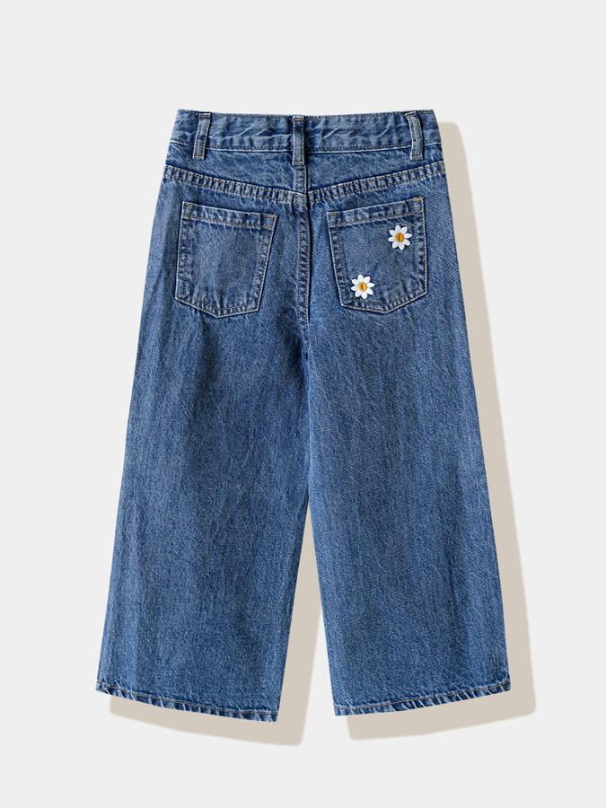 Girls Cotton Regular Fit Mid Rise Embroidered Jeans