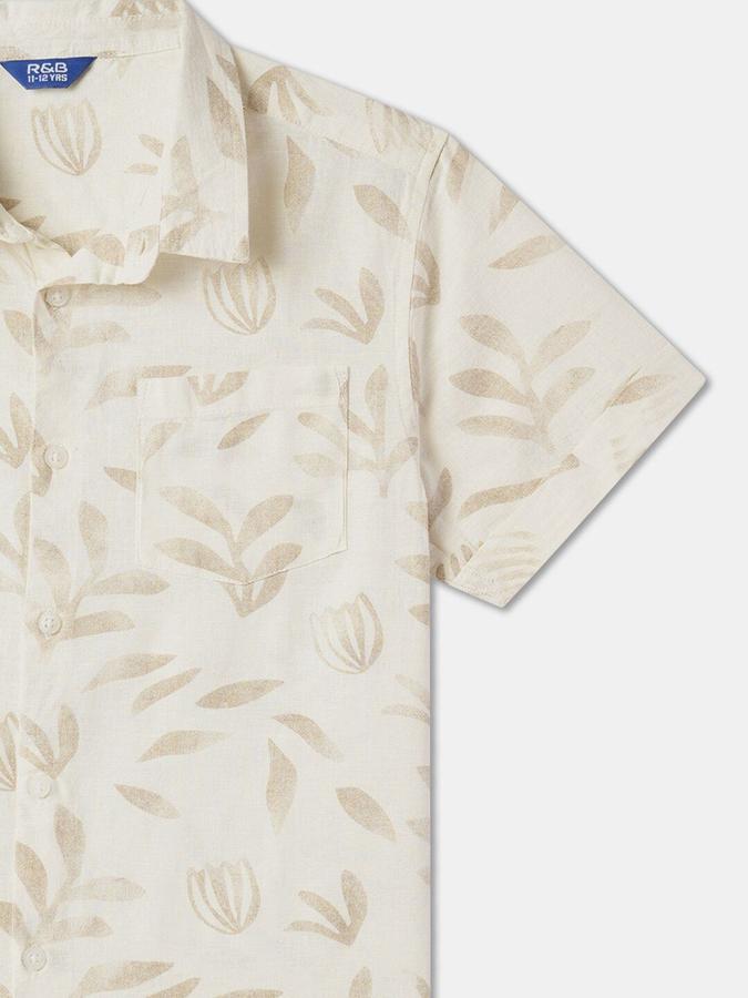 R&B Boys Beige Typography Print Half Sleeves Shirt