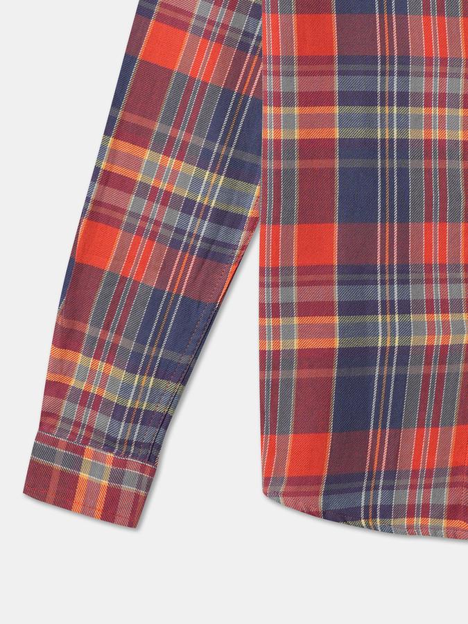 Boys Cotton Regular Fit Long Sleeve Plaid Shirt