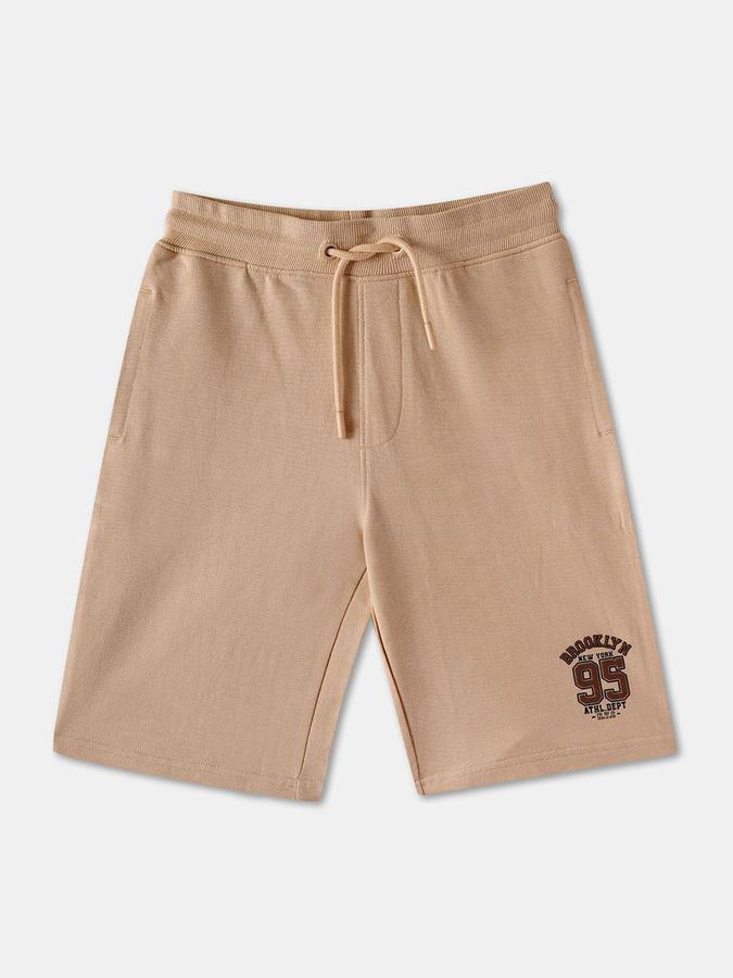 Boys Cotton Graphic Print Drawstring Waist Clean Hem Shorts