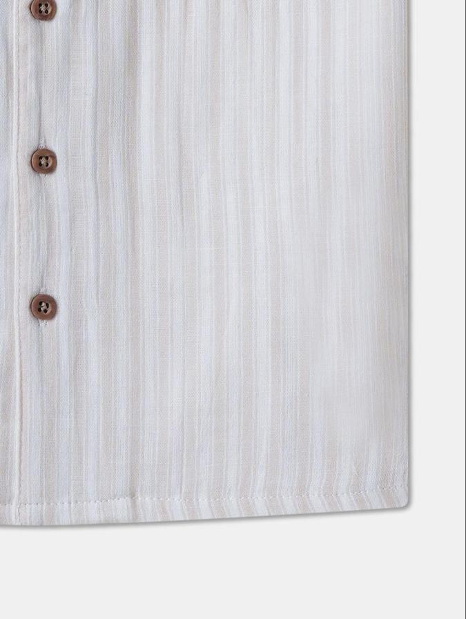 R&B Boys Beige Short Sleeves Striped Shirt