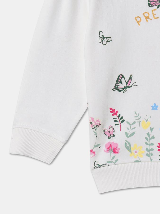 Girls Floral Regular Fit Long Sleeve Crew Neck SweaT-Shirt