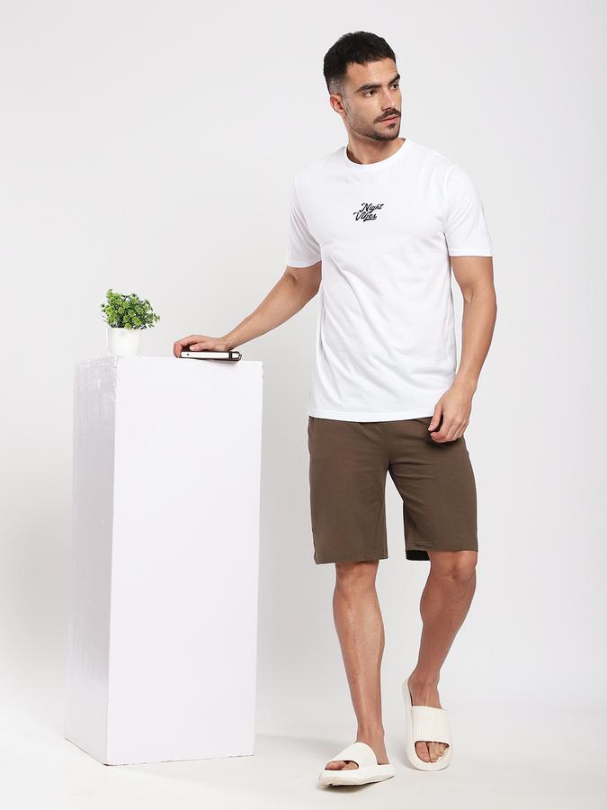 Men Cotton Relaxed Fit Solid Elastic Waist Sleep Shorts