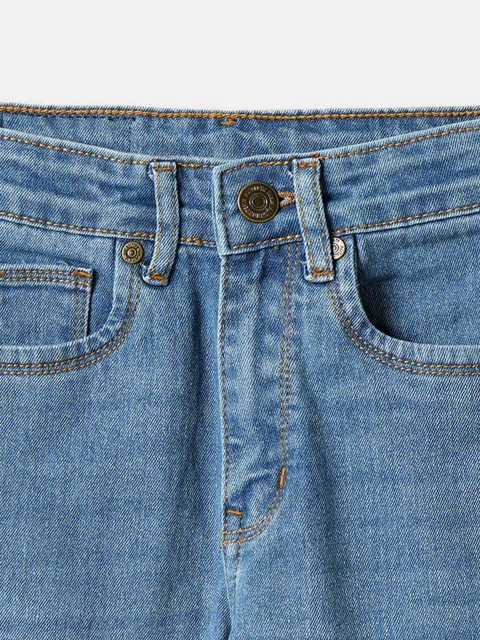 Boys Denim Relaxed Fit Button Waist Clean Look Jeans