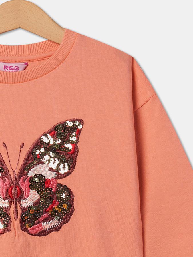 Girls Cotton Regular Fit Crew Neck Graphic Sweatshirt