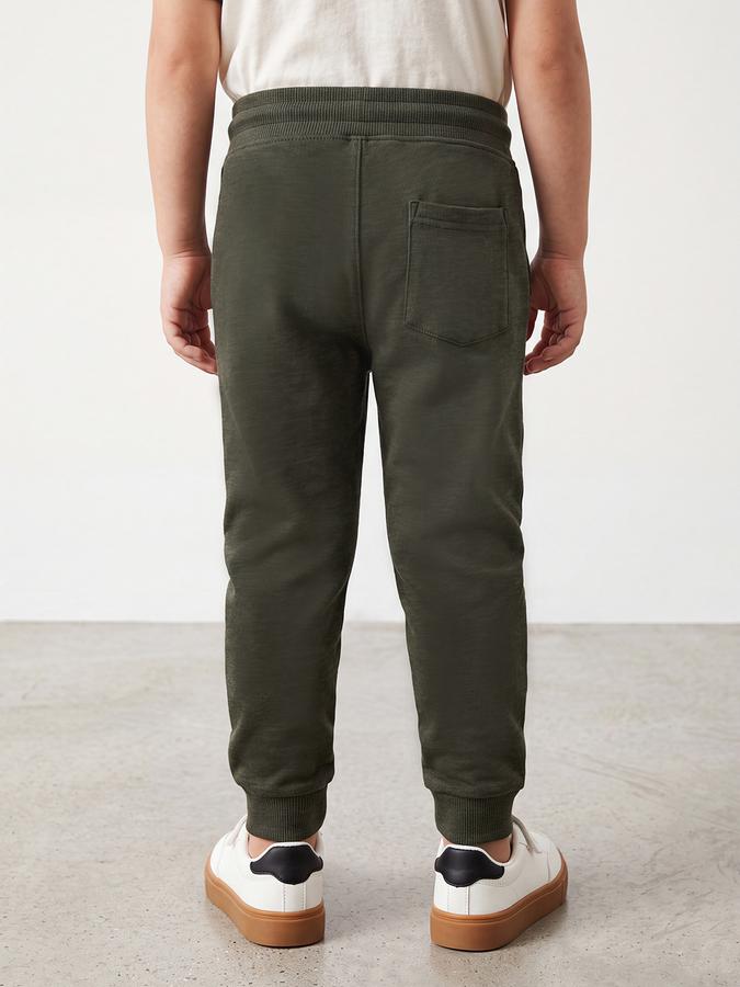 R&B Boys Olive Printed Pure Cotton Mid Rise Joggers
