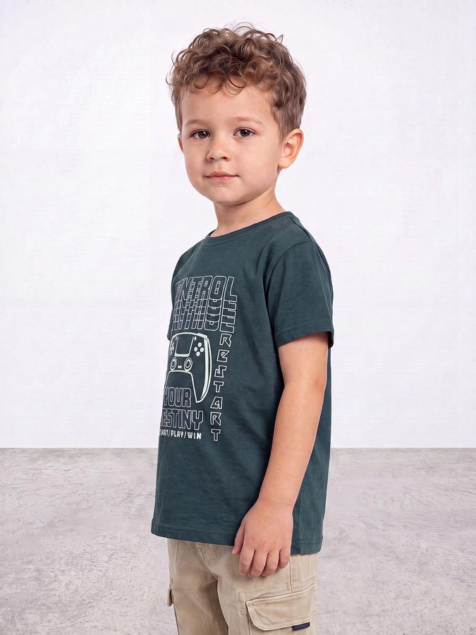 R&B Boys Teal Bold Graphic Print Short Sleeves Tshirt