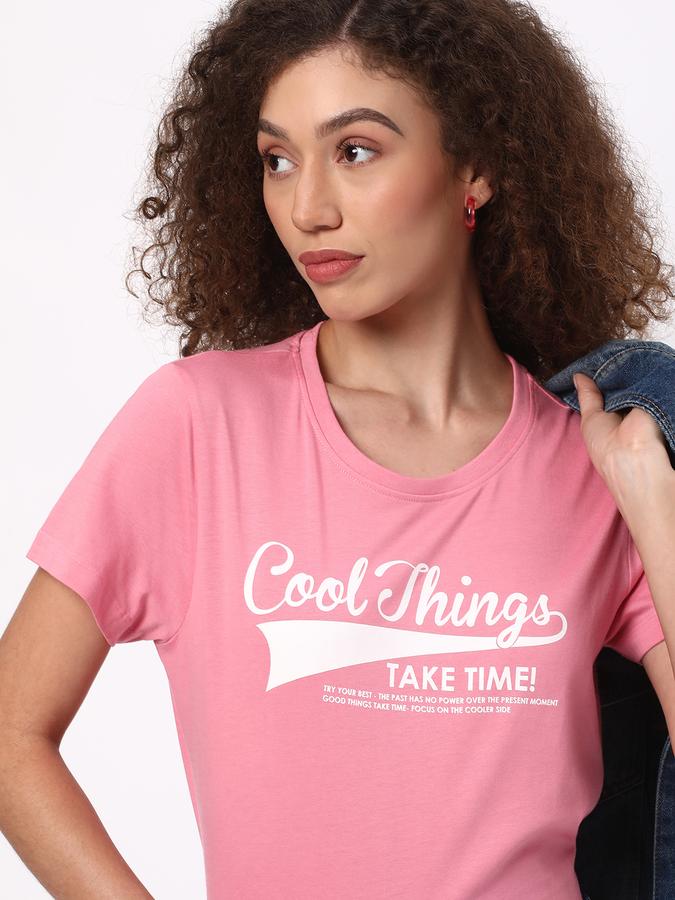 Women Cotton Regular Fit Round Neck Graphic T-shirt