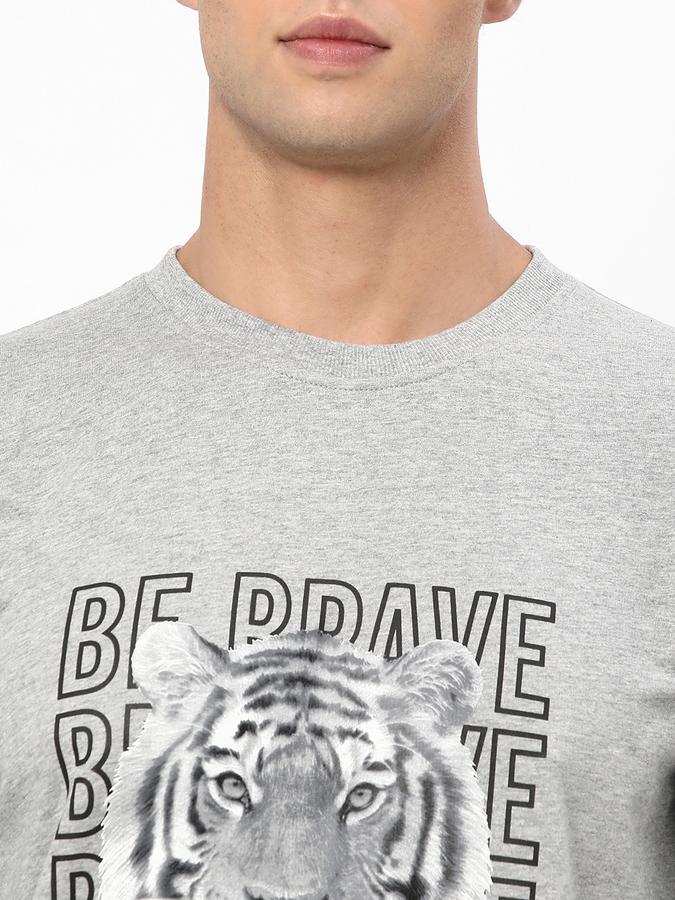 Men Cotton Regular Fit Crew Neck Graphic Sweatshirt