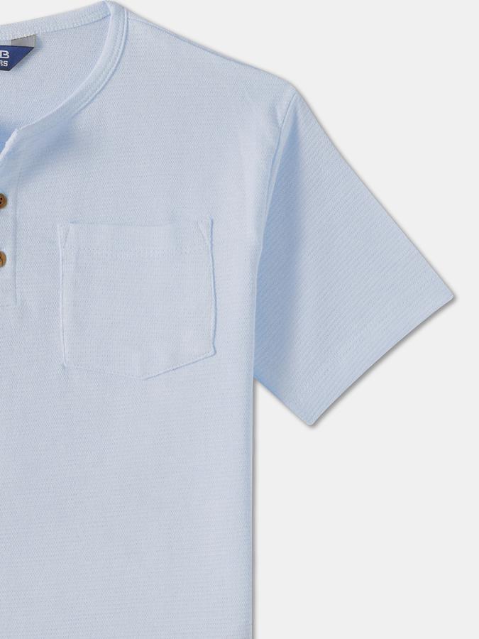 Boys Cotton Regular Fit Henley Neck Solid T-shirt