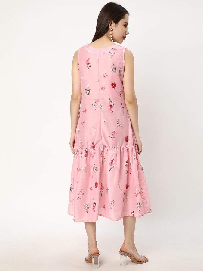 Women Polyester Printed Tiered Ethnic Dress