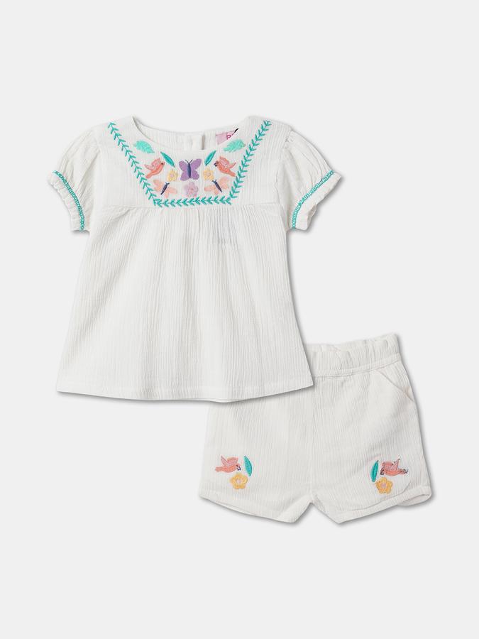Girls Embroidered Shorts & Top Set image number 0