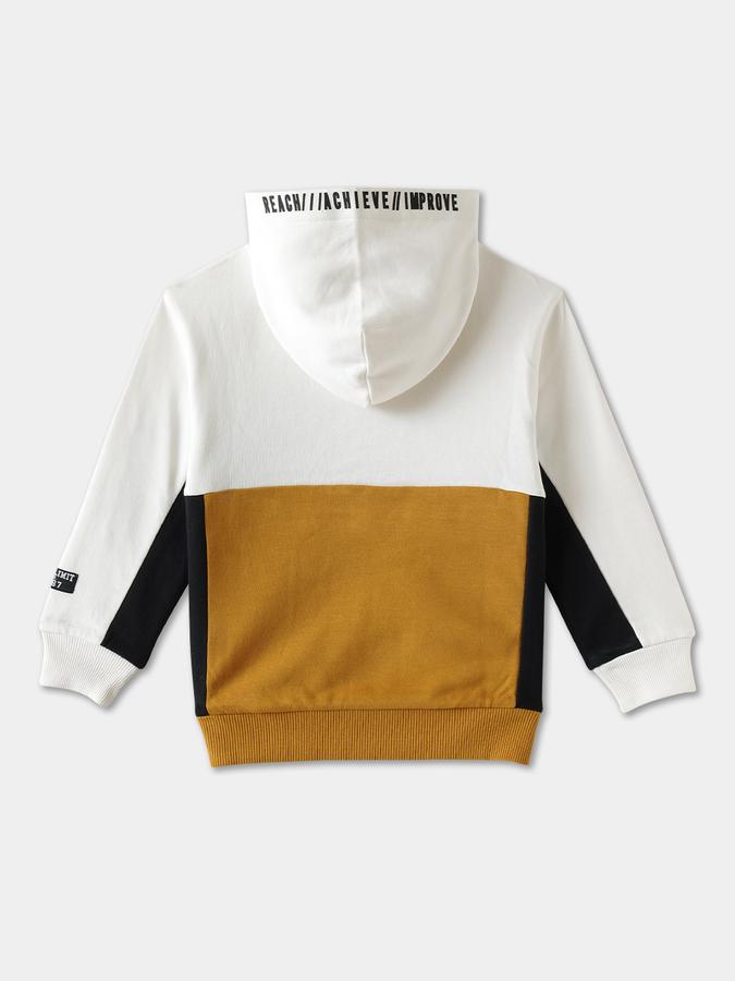 Boys Cotton Blend Relaxed Fit Hooded Colorblock Hoodie