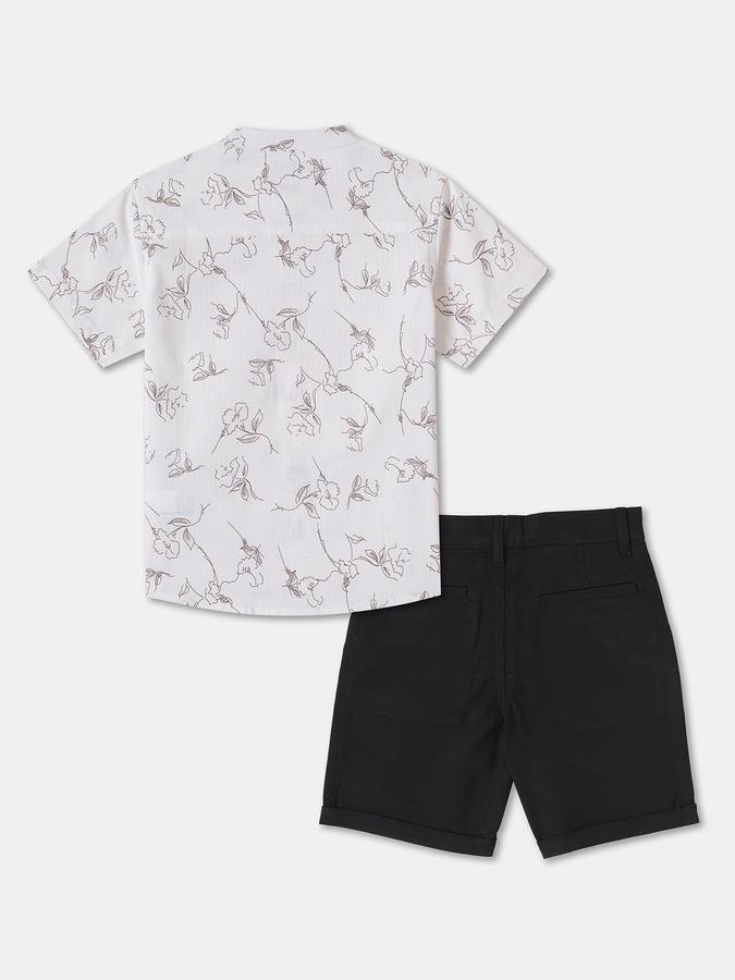 Boys Floral Short Sleeves Shirt with Shorts Fashion Set