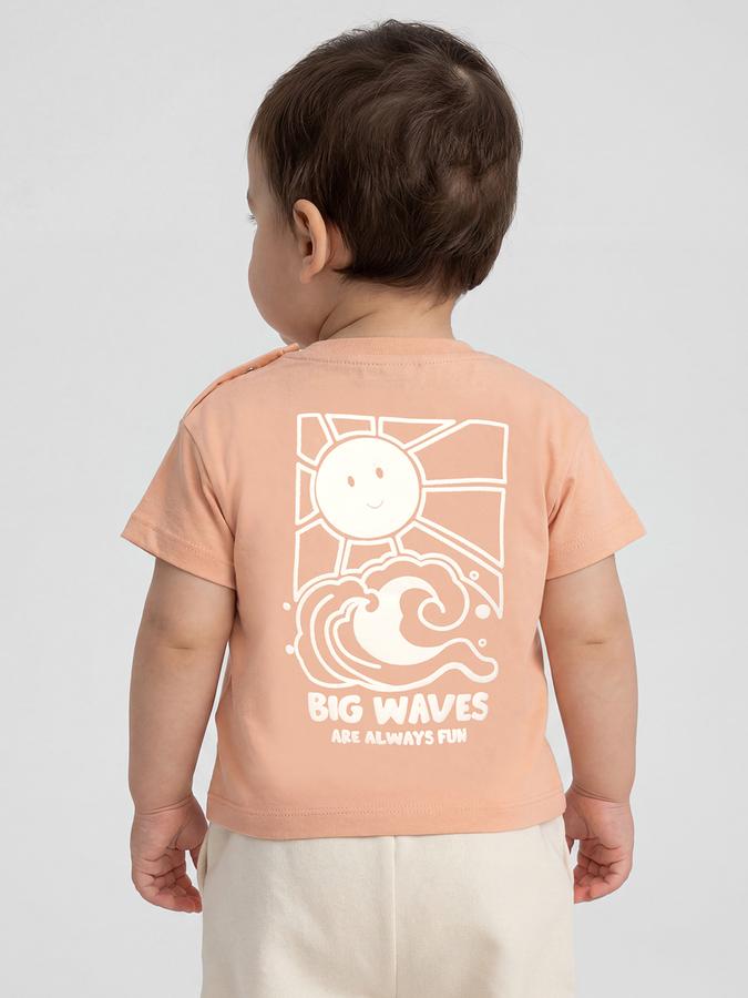R&B Orange Graphic Print Boys Round Neck Regular Fit Short Sleeves T-Shirt 