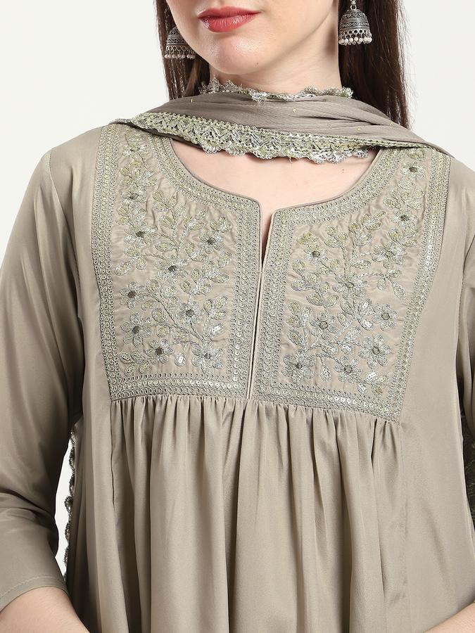 Women Poly Blend Embroidered Kurta and Palazzo Set