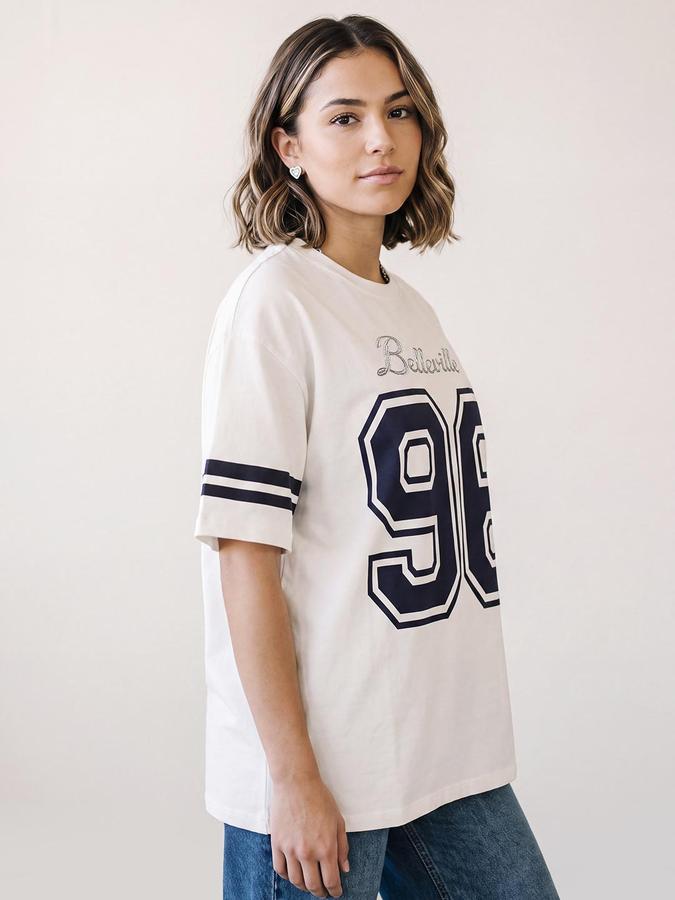 R&B Women Ivory Short Sleeve Round Neck Typography Graphic Print T-Shirt