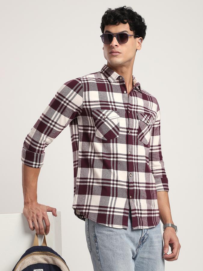 Men Cotton Regular Fit Button-Down Collar Checked Shirt