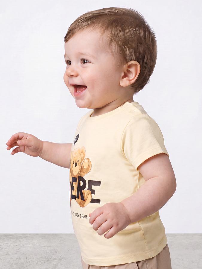 R&B Boys Yellow Teddy Printed Short Sleeves Tshirt