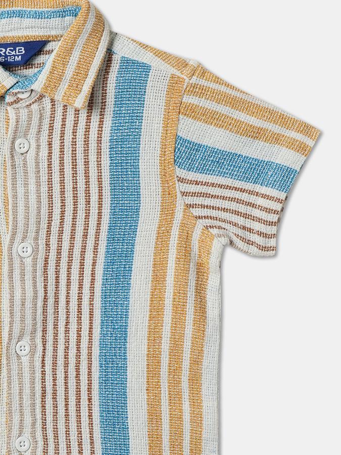 Boys Polyester Regular Fit Long Sleeve Striped Shirt