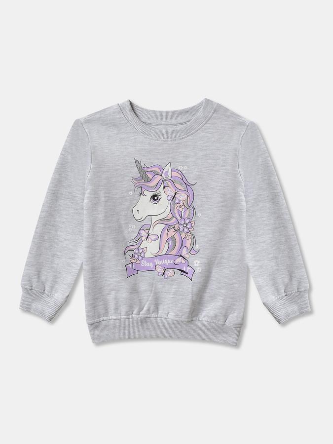 Girls Graphic Regular Fit Full Sleeve Crew Neck SweaT-Shirt