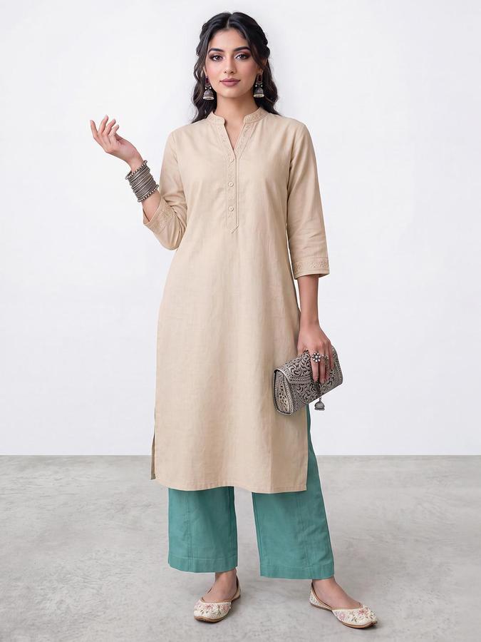 R&B Women Green Solid Tie Up Palazzo